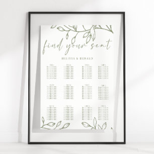 Póster Gráfico de Asientos de Boda con Flor Boho Sage