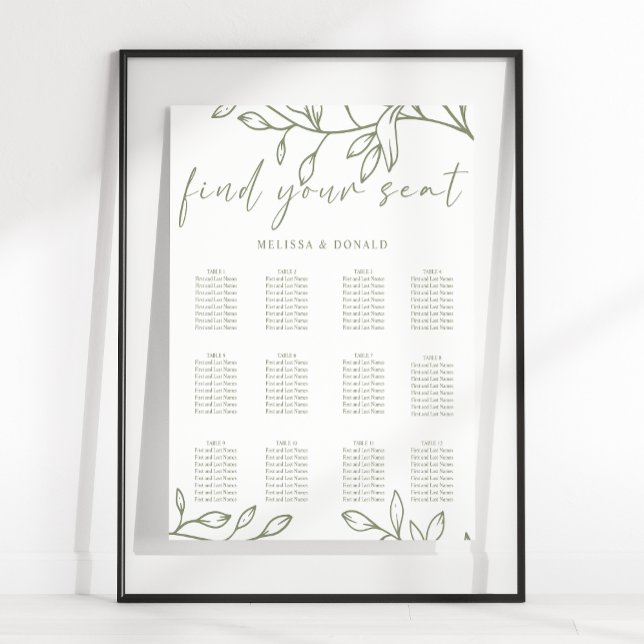 Póster Gráfico de Asientos de Boda con Flor Boho Sage (Subido por el creador)