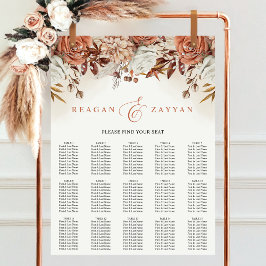 Póster Gráfico de Asientos de Boda con Flores de Terracot