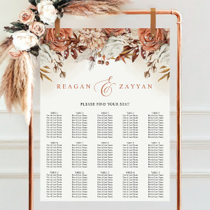 Póster Gráfico de Asientos de Boda con Flores de Terracot