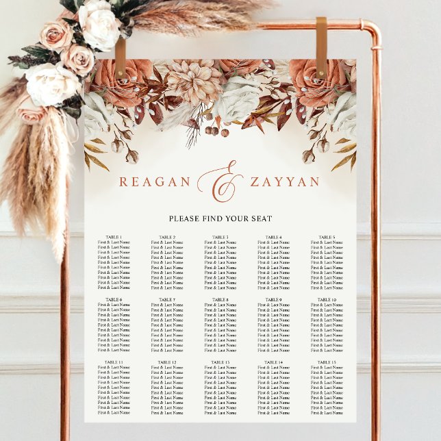 Póster Gráfico de Asientos de Boda con Flores de Terracot (Subido por el creador)