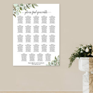 Póster Gráfico de Asientos de Boda con Follaje de Eucalip