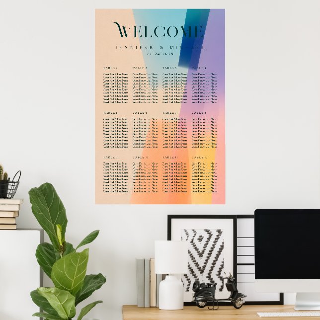 Póster Gráfico de Asientos de Boda con Gradiente Moderno (Oficina en casa)