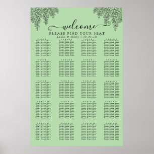 Póster Gráfico de Asientos de Boda con Hoja de Helecho Ve