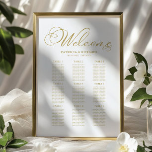 Póster Gráfico de Asientos de Boda con Hojas de Oro