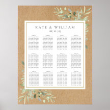 Gráfico de Asientos de Boda con Hojas Verdes Acuar