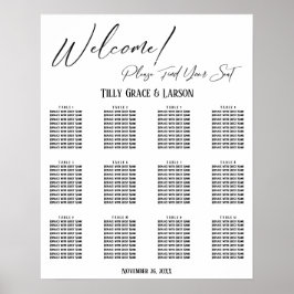 Póster Gráfico de Asientos de Boda con Letra a Mano Senci