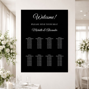 Póster Gráfico de asientos de boda con letra moderna en b