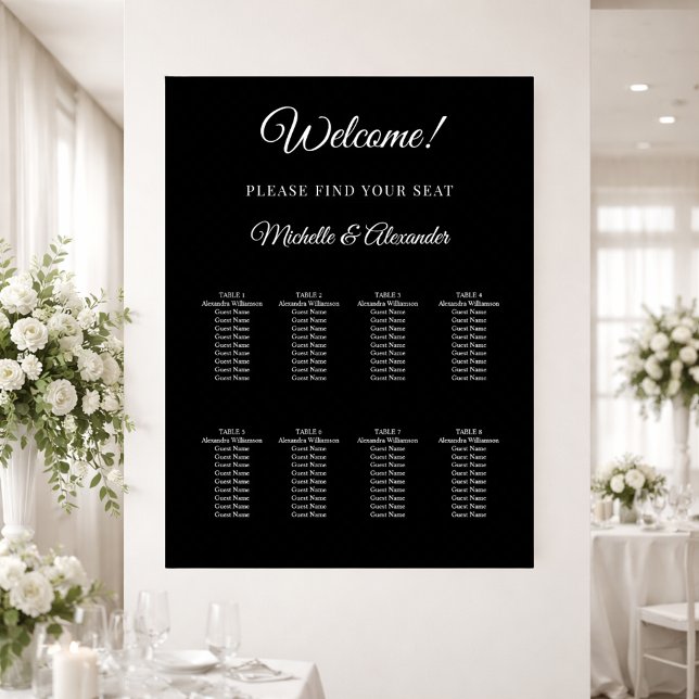 Póster Gráfico de asientos de boda con letra moderna en b (Subido por el creador)