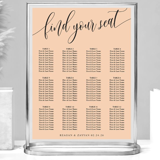 Póster Gráfico de Asientos de Boda con Letra Script Minim (Subido por el creador)