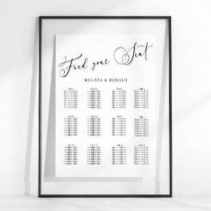 Póster Gráfico de Asientos de Boda con Letra Script Moder