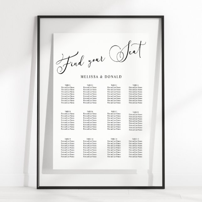 Póster Gráfico de Asientos de Boda con Letra Script Moder (Subido por el creador)