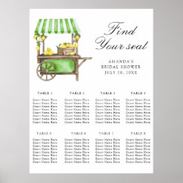Póster Gráfico de asientos de boda con limón cítrico acua