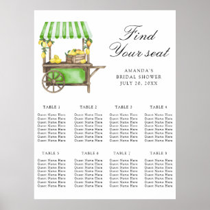 Póster Gráfico de asientos de boda con limón cítrico acua