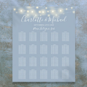 Póster Gráfico de Asientos de Boda con Luces de Cuerda en