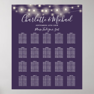 Póster Gráfico de Asientos de Boda con Luces de Cuerda Mo