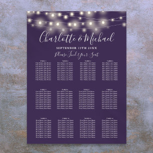 Póster Gráfico de Asientos de Boda con Luces de Cuerda Mo