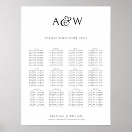 Póster Gráfico de Asientos de Boda con Monograma de Amper
