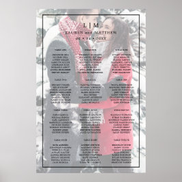 Póster Gráfico de Asientos de Boda con Monograma de Foto 