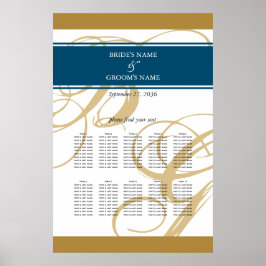 Póster Gráfico de Asientos de Boda con Monograma Elegante