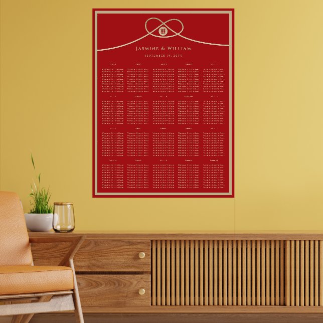 Póster Gráfico de Asientos de Boda con Nudo Doble Felicid (Salón 2)