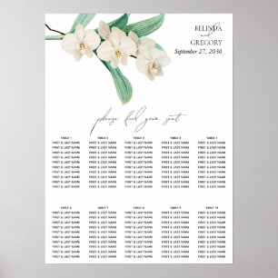 Póster Gráfico de Asientos de Boda con Orquídeas Blancas