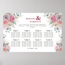 Gráfico de Asientos de Boda con Rosas Acuarela