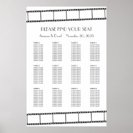 Póster Gráfico de Asientos de Boda con Tira de Película d