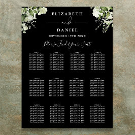 Póster Gráfico de Asientos de Boda con Vegetación en Blan