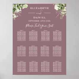Póster Gráfico de Asientos de Boda con Vegetación Floral 