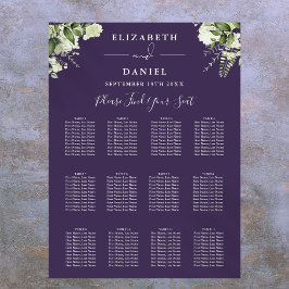 Póster Gráfico de Asientos de Boda con Vegetación Floral 
