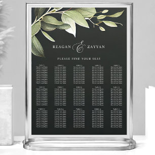 Póster Gráfico de Asientos de Boda con Verde Oscuro Mod G