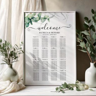 Póster Gráfico de Asientos de Boda con Verde Rústico