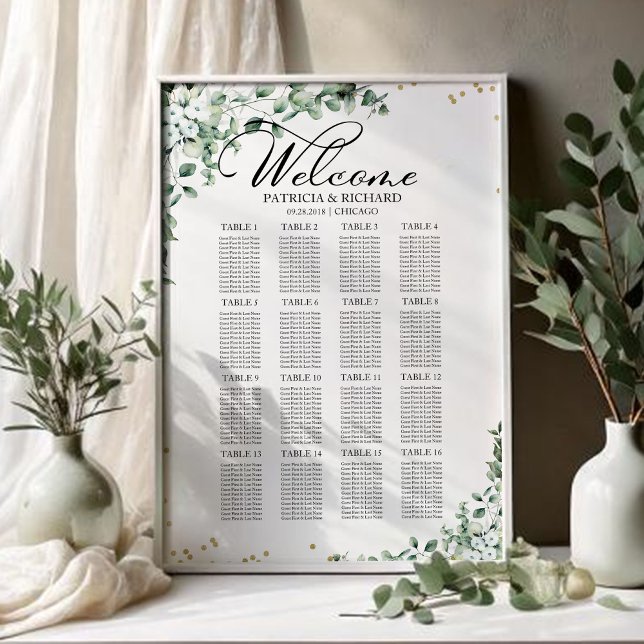 Póster Gráfico de Asientos de Boda con Verdor (Subido por el creador)