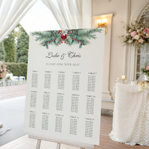Póster Gráfico de Asientos de Boda con Verdor de Pino Inv