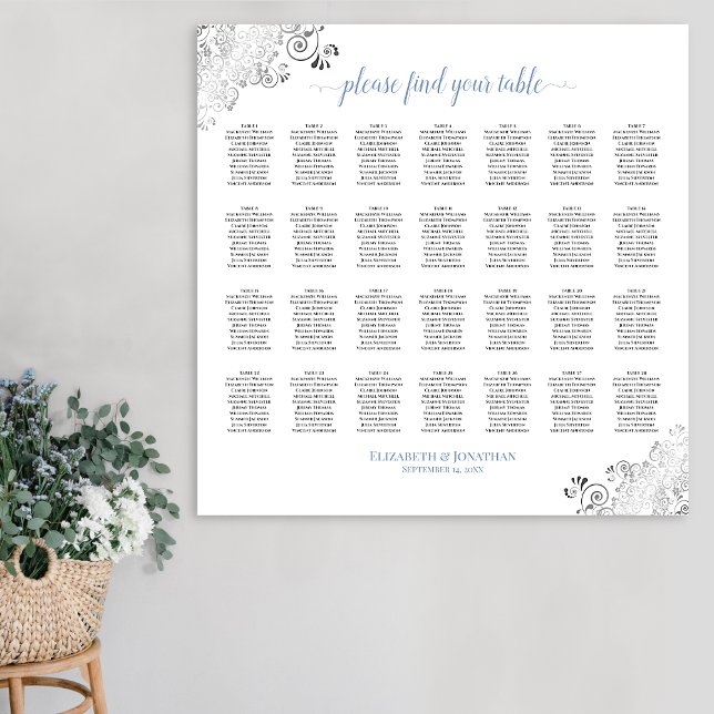 Póster Gráfico de Asientos de Boda con Volantes de 28 Mes (In situ on Wall)