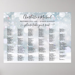 Póster Gráfico de Asientos de Boda 'Copo de Nieve de Invi