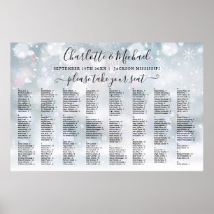 Póster Gráfico de Asientos de Boda Copos de Nieve de Invi