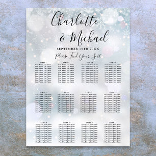 Póster Gráfico de Asientos de Boda Copos de Nieve de Invi