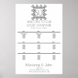 Póster Gráfico de Asientos de Boda Corazón Deco Minimalis