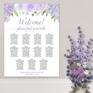 Póster Gráfico de Asientos de Boda de 11 Mesas Lavanda Bo