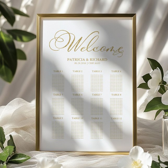 Póster Gráfico de Asientos de Boda de 12 Mesas con Hojas  (Subido por el creador)
