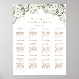 Póster Gráfico de Asientos de Boda de 12 Mesas Floral Bla