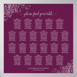Póster Gráfico de Asientos de Boda de 22 Mesas Lacy Plate