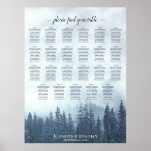 Póster Gráfico de Asientos de Boda de 23 Mesas Blue Mount