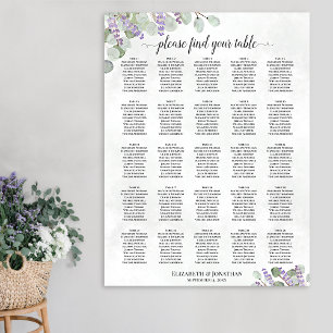 Póster Gráfico de Asientos de Boda de 25 Mesas Lavanda Eu