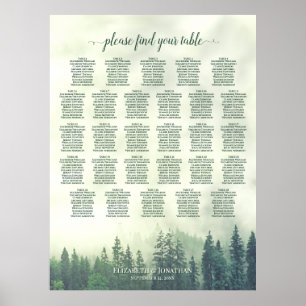 Póster Gráfico de Asientos de Boda de 28 Mesas Foggy Gree