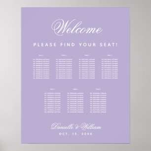 Póster Gráfico de asientos de boda de 7 mesas de lavanda