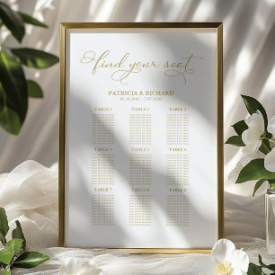 Póster Gráfico de Asientos de Boda de 9 Mesas con Hojuela