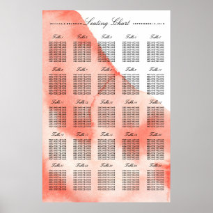Póster Gráfico de asientos de Boda de acuarela por número